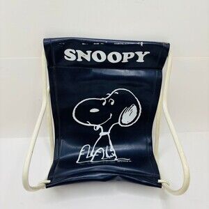 1958 Snoopy Peanuts Blue Vinyl Wire Sling Doll Chair Metal Frame Hong Kong